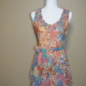 Robbie Bee Floral Ruffle Tiered Chiffon Dress -8P